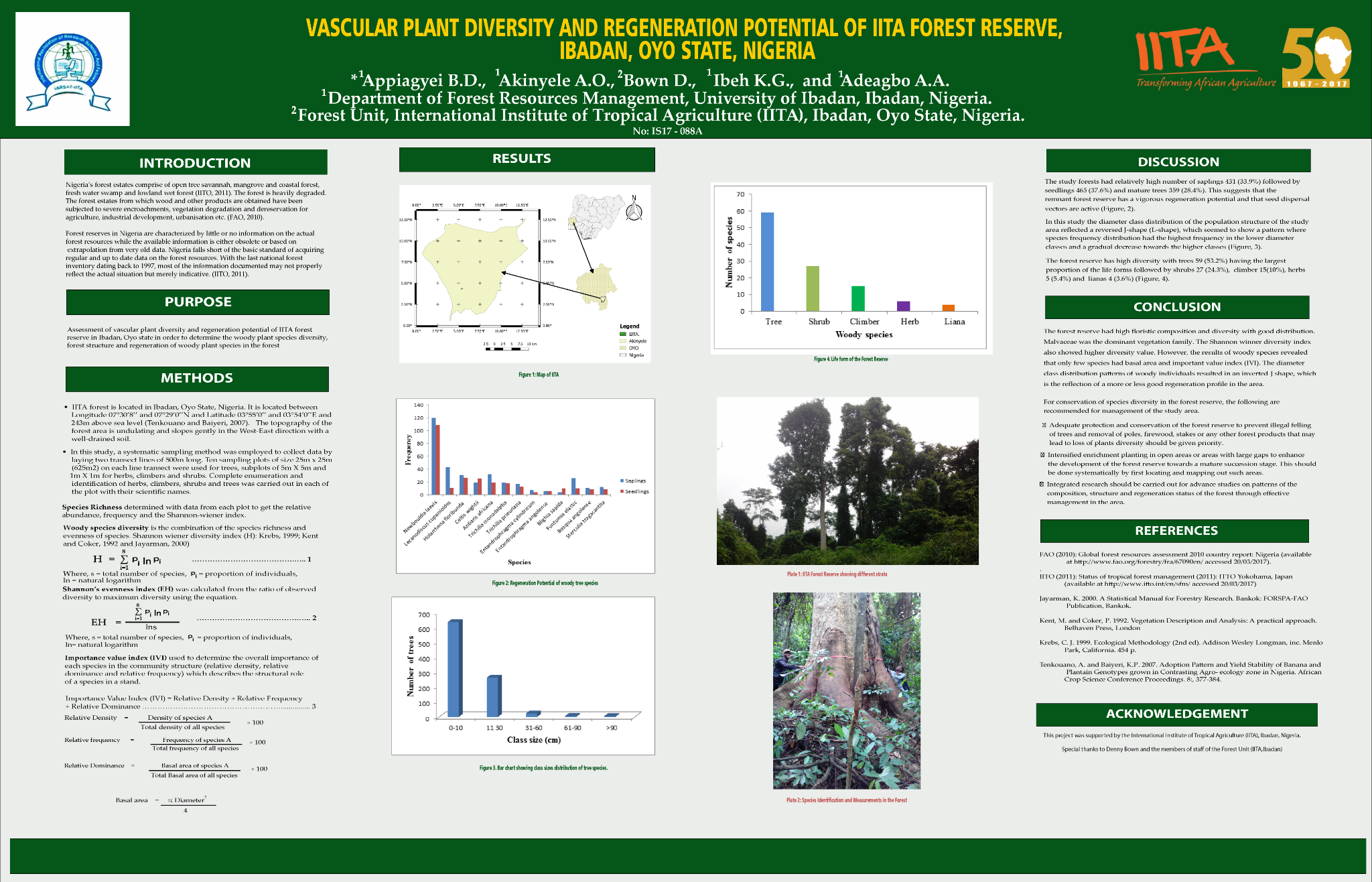 Poster: Vascular Plant Diversity and Regeneration Potential of IITA Forest Reserve, Ibadan, Oyo State, Nigeria